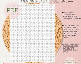 Sashiko Style Stick + Stitch Widoczne naprawianie • Wzór do haftu Sashiko w formacie PDF • Naprawa dżinsów • Wzór do haftu • Pobieranie cyfrowe w formacie PDF