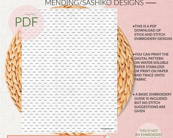 Sashiko Style Stick + Stitch Widoczne naprawianie • Haftowanie w formacie PDF w stylu Sashiko • Naprawa dżinsów • Wzór haftu • Pobieranie cyfrowe w formacie PDF