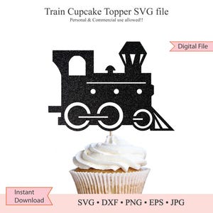 Adorno para tarta de tren • SVG Birthday Train • Adorno para tarta de locomotora • Archivo SVG • Archivo Cricut • Archivo Silhouette • png dxf eps jpg