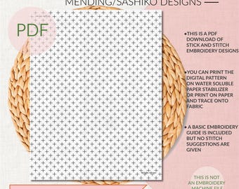 Sashiko Style Stick + Stitch, Visible Mending, PDF Stickerei, Stick + Stitch Jeansreparatur, Sashiko-Stickerei, PDF Digitaler Download