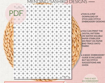 Sashiko Style Stick + Stitch Widoczne naprawianie • Haftowanie w formacie PDF w stylu Sashiko • Naprawa dżinsów • Wzór haftu • Pobieranie cyfrowe w formacie PDF