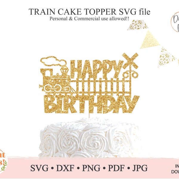 Train Cake Topper SVG Train T-Shirt sublimation Birthday Train Cake Topper SVG file Cricut file Silhouette file  png dxf eps jpg