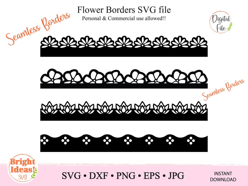 Border SVG, Flower Border, SVG Borders, Seamless Border SVG, Svg Bundle
