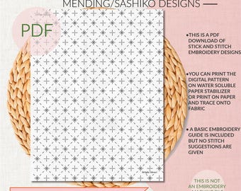 Sashiko Style Stick + Stitch, Visible Mending, PDF Stickerei, Stick + Stitch Jeansreparatur, Sashiko-Stickerei, PDF Digital Download