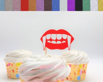 Vampire Fangs Cupcake Toppers, Dracula Cupcake Toppers, Halloween Party Decorations, Vampire Party Decorations, Vampire Themed Party Decor
