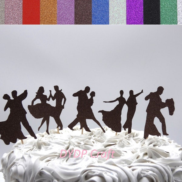 Ballroom Dancing Cupcake Topper, Salsa Cupcake Topper, Tango Cupcake Topper, Couples Dancing Cake Topper 12pcs
