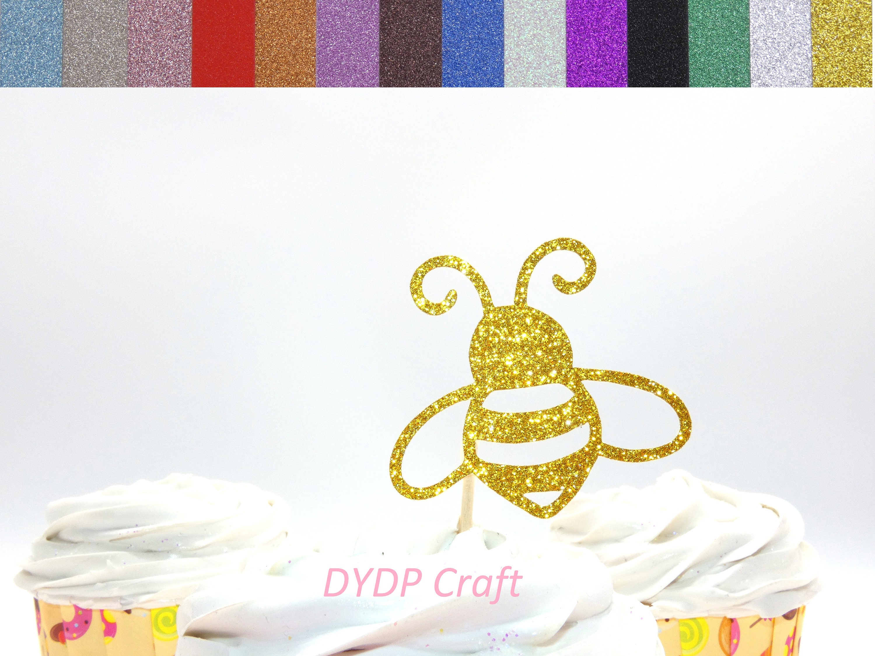 Bee Cupcake Toppers Glitter Bee Birthday Cupcake Toppers Bee Etsy UK