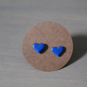 boucle d'oreille puce mini cœur acier inoxydable bleu électrique