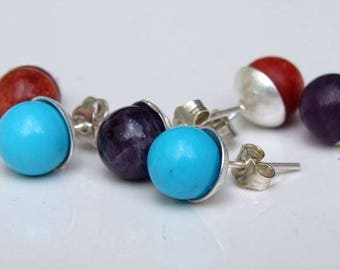 Colored Ball Stud Earrings