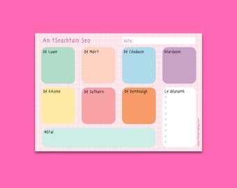 An tSeachtain Seo Irish Weekly Planner, Irish Desk Pad