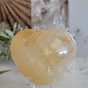 Heavenly Honey Calcite Carved Heart Carving HCALH3