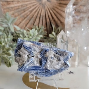 Bling Blades Blue Bladed Kyanite with Calcite Chunk Specimen KYANS8