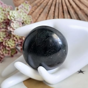 Blissmaking Black Tourmaline Carved Palm Stone Carving BLTOURP1