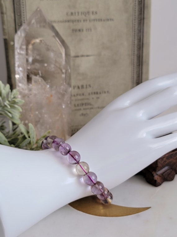 Angelic Ametrine 8mm Beaded Crystal Bead Stretch Bracelet Crystal