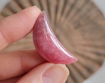 Pinky Twinkle Juicy Pink Rhodocrosite Carved Crescent Moon Carving RHODMN2