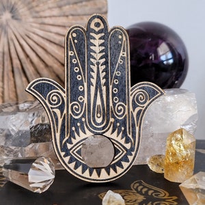 Pressed Wood Hamsa Mendhi Henna Sphere Holder HAMSS1
