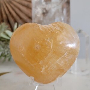 Flash of Insight Honey Calcite Carved Heart Carving HCALH5