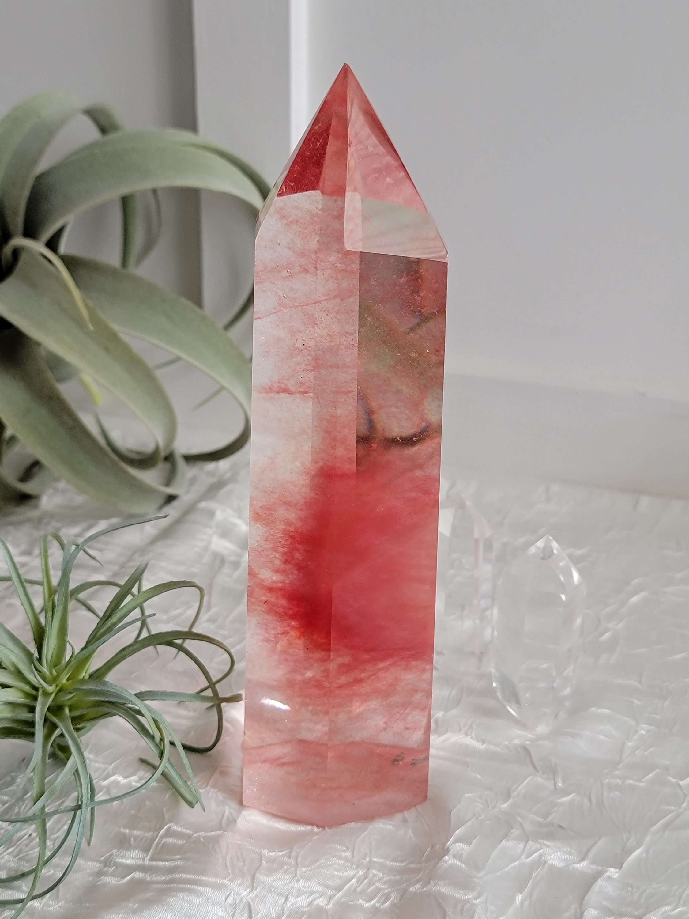 Delish Cherry Pink Smelting Melting Glass Tower Rocks & Geodes Home ...