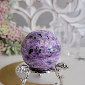 Chatoyant Charmer Charoite Carved Sphere Carving CHARS9