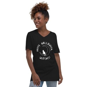 Happy Halloween Witches Unisex Short Sleeve V-Neck T-Shirt