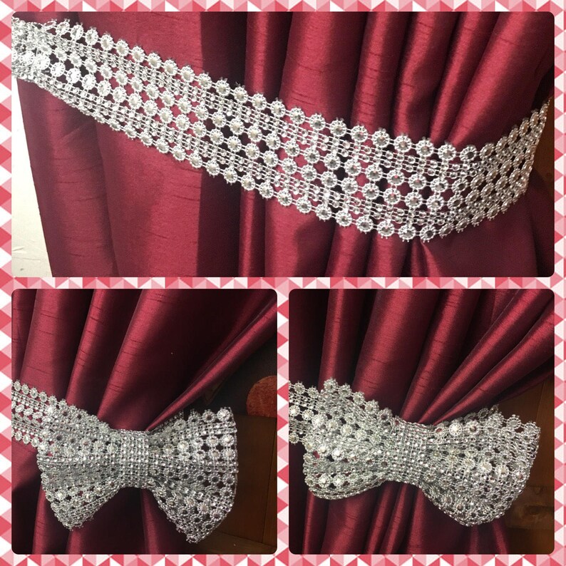 Silver Diamante bow tie backs