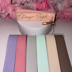 Personalised Wristlet Keyring, faux leather strap, initials gift, name keychain