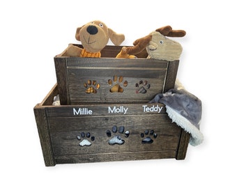 Personalised dog toy box | Cat Box | Crate | Wooden Paw Box | Handmade |Dog | Cat | Pet Hamper