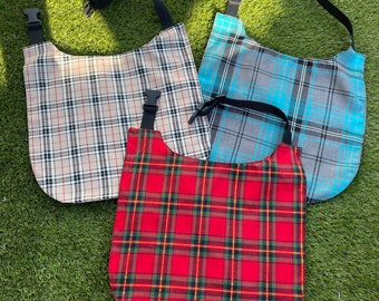 Personalised Tartan Dog Slobber Dribble Adjustable Bib,Waterproof Dog Bib.