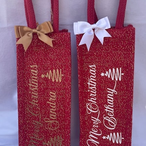 Personalized Red Christmas Wine Bag: Festive Gift Tote