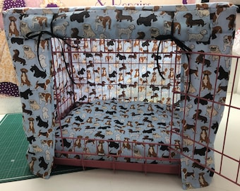 Made to measure dog crate cover / multi breeds fabric.