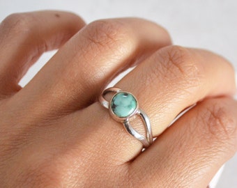 Tibetan Turquoise Simple Ring • 925 Sterling Silver