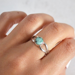 Tibetan Turquoise Simple Ring 925 Sterling Silver image 1