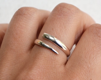 Sterling Silver Adjustable Wrap Around Ring • 925 • Simple Minimal Dainty Band