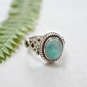 Tibetan Turquoise Boho Celtic Ring • 925 Sterling Silver