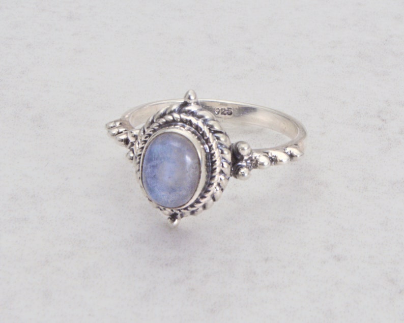 Intricate Oval Moonstone Ring 925 Sterling Silver Rainbow | Etsy