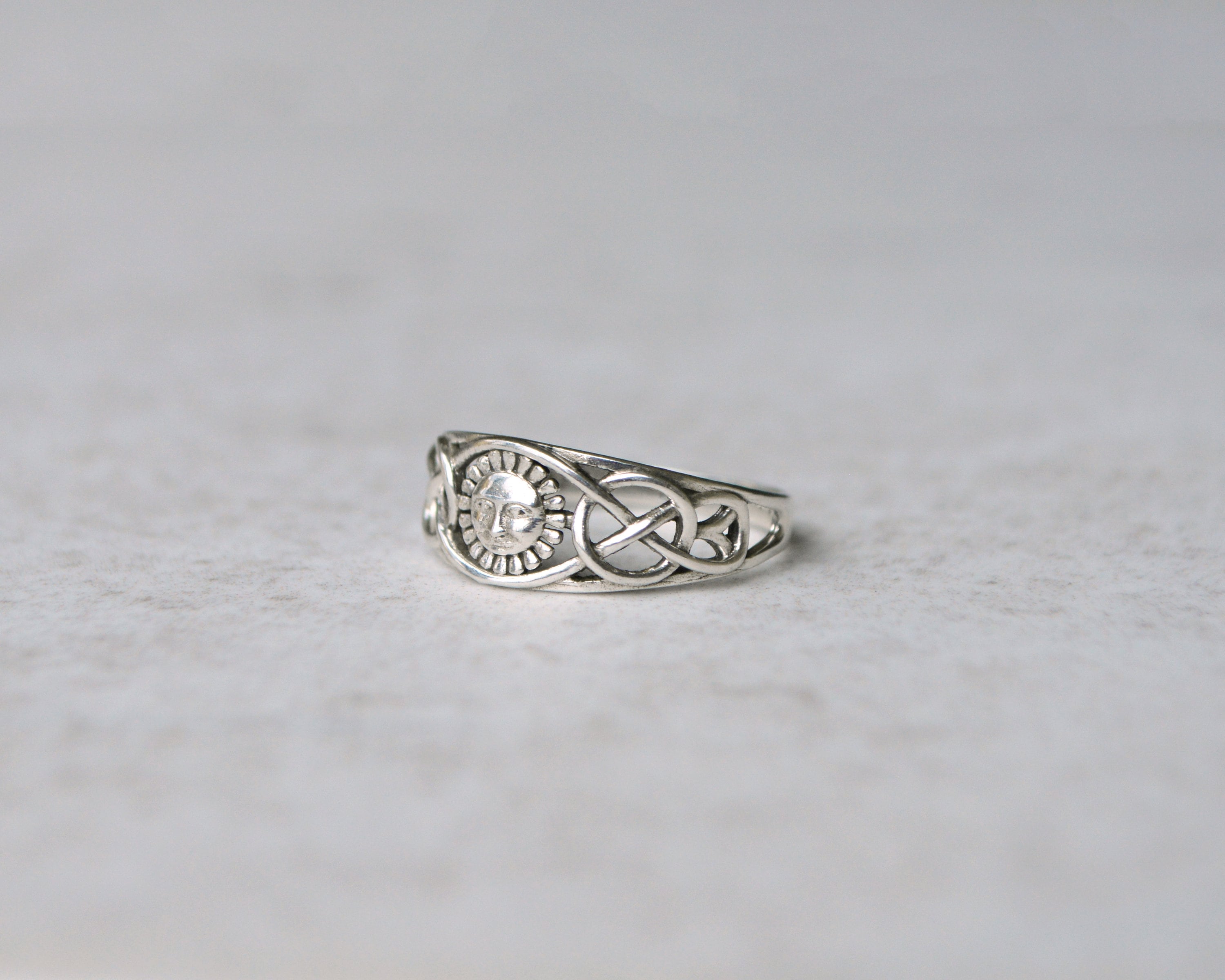 Silver Solstice Sterling Silver Solstice Ring • Celtic Sun 925 • Stacking Band ...