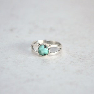 Tibetan Turquoise Simple Ring 925 Sterling Silver image 3