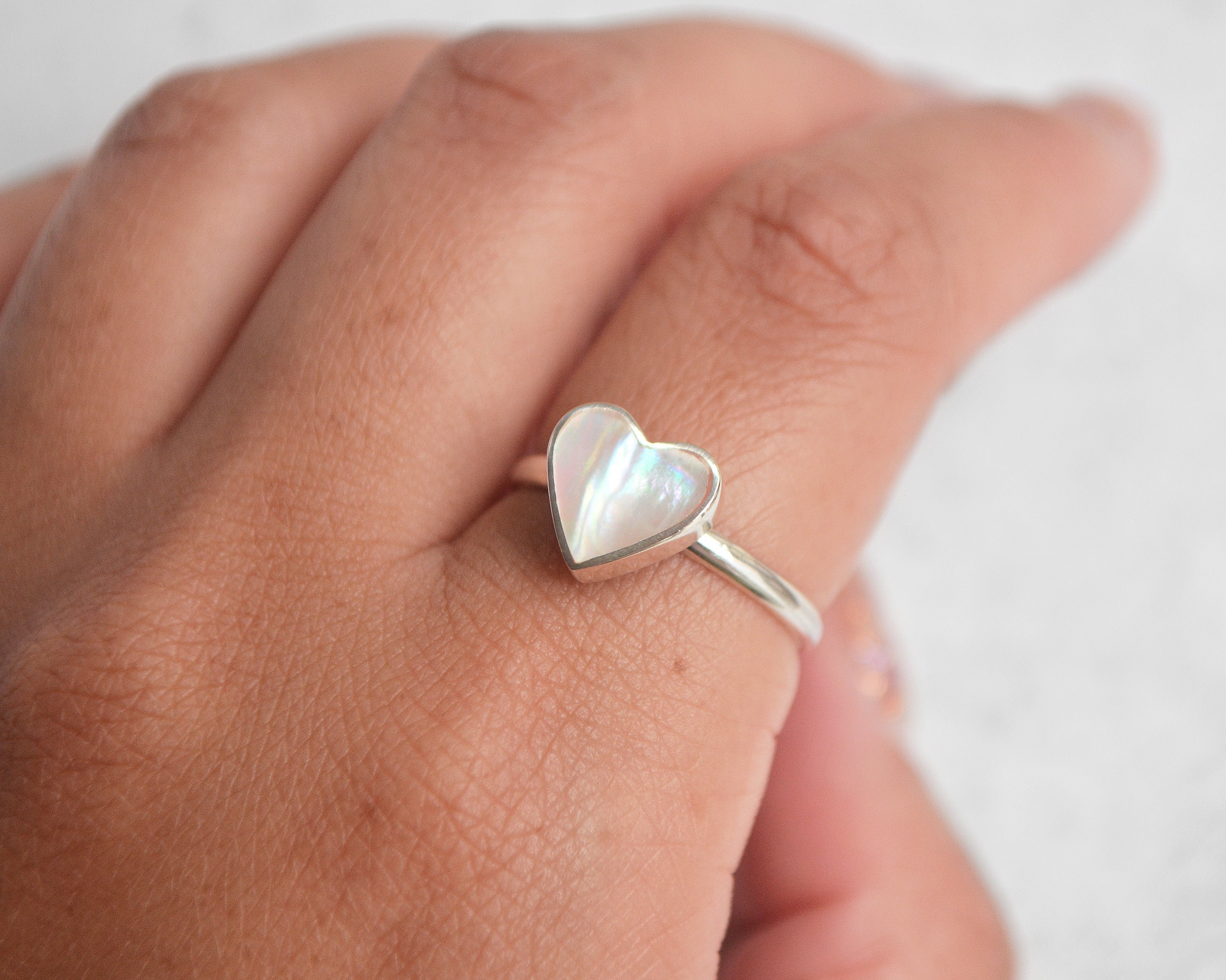 Sterling Silver Heart Ring With Blue Simulated Sapphire - Solid 925 Silver, Size 7, Love Band - View #4