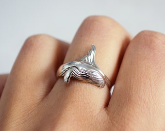 Blue Whale Sterling Silver Ring • 925 Save the Oceans • Environmental Activist Gift