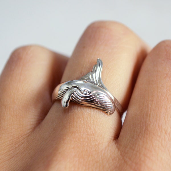 Blue Whale Sterling Silver Ring • 925 Save the Oceans • Environmental Activist Gift