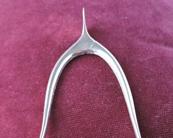 Sterling Silver Articulate Wishbone Novelty Dinnerware Articulated Tong Set of Tongs Monogram Unique Silver Dining Service Item Tableware