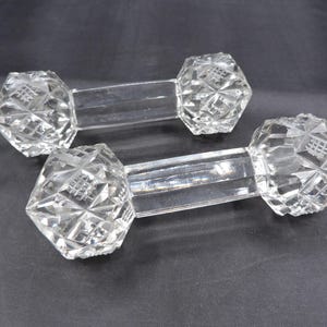 Crystal Knife Rest Faceted Cut Large Vintage Set of Two Multi Design Crystal Utensil Rests Glass Dinnerware Table Accessory Dinner Tableware