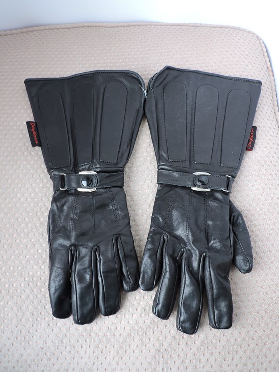 Gauntlet Daytona Black Leather Gloves Motor Cycle Bicycle Etsy