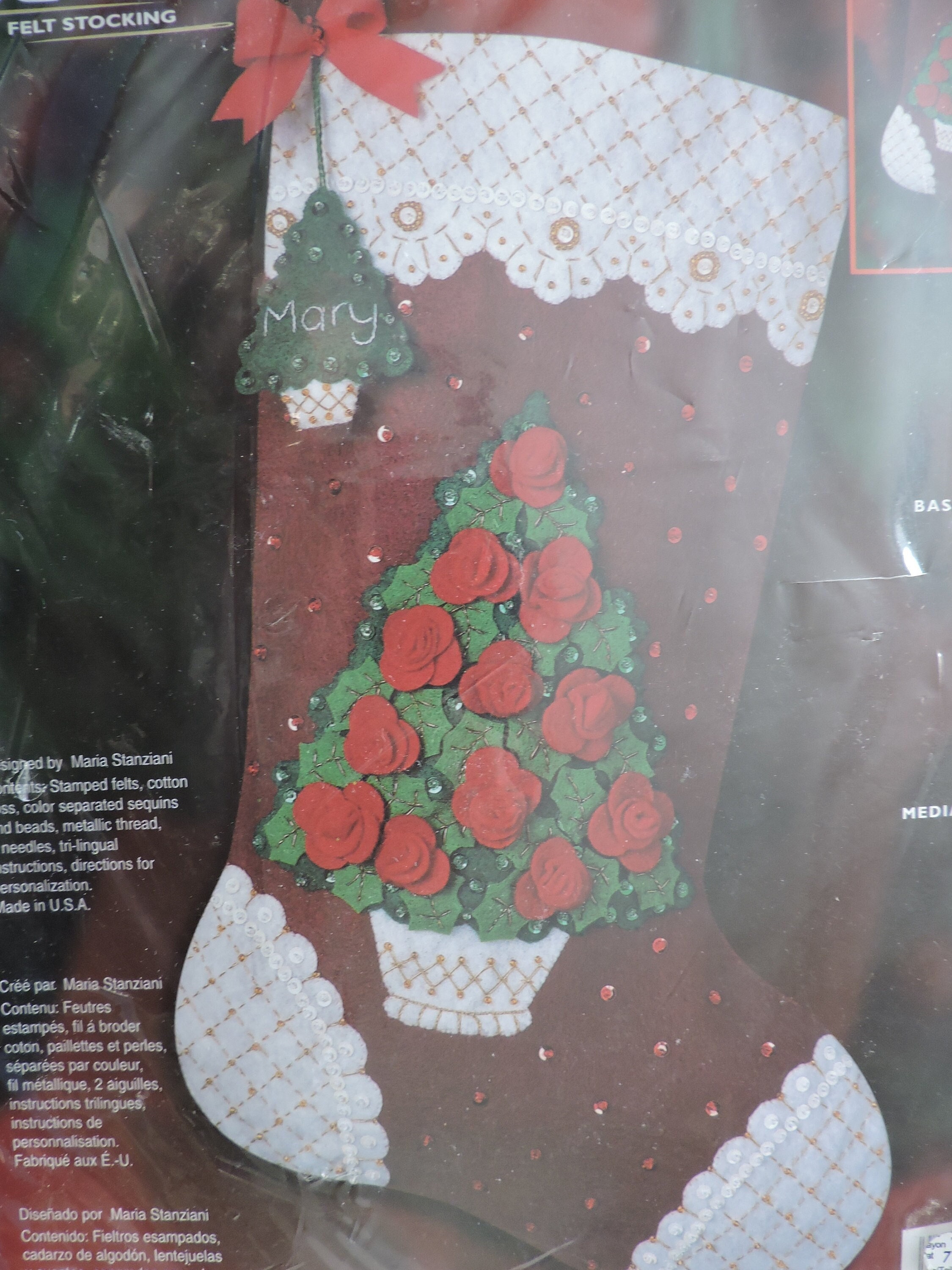 Bucilla Rose Tree Felt Stocking Needlework Kit Design Needlepoint Holiday Stocking  Kit 84937 Unopened Christmas Season Needlework Kit -  Sweden