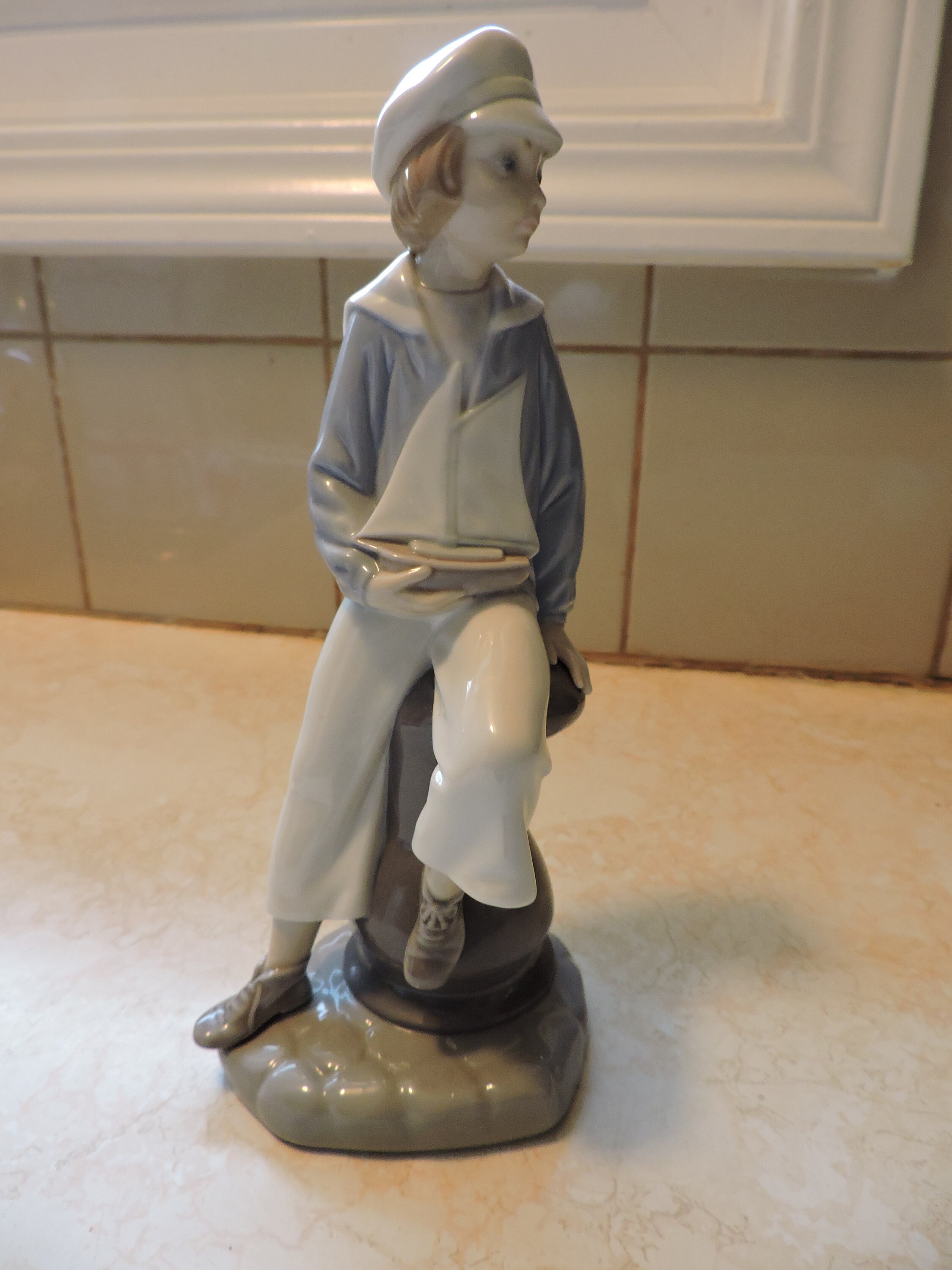 Lladro Sailor Boy Holding Sailboat Collectible Spain 9 Tall Etsy