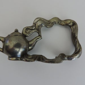 Pewter Steaming Teapot Napkin Holder Rings Vintage Set of 4 Seagull Canada 4 Piece Pewterware Etain Zinn Signed Dinner Table 1993 Accessory