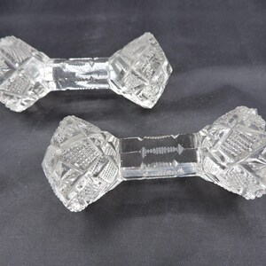 Crystal Knife Rest Faceted Cut Large Vintage Set of Two Multi Design Crystal Utensil Rests Glass Dinnerware Table Accessory Dinner Tableware
