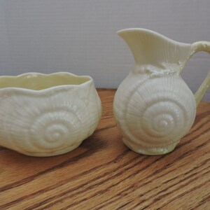 Belleek Toy Shell Design Open Cream & Sugar Set Pattern Ireland Vintage Irish Collectible Porcelain 2nd Green Mark Coffee Tea Service image 7