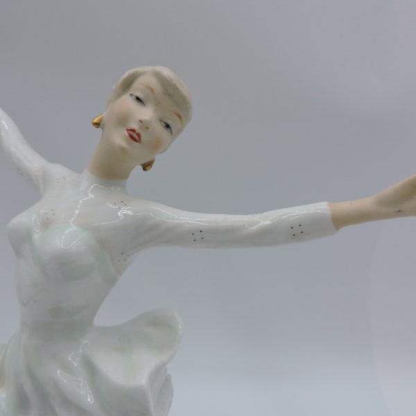 Figure Skater Wallendorf Ballerina on Ice Vintage Porcelain Figurine German Germany Collectible Elegance in Motion MCM Mid Century Modern