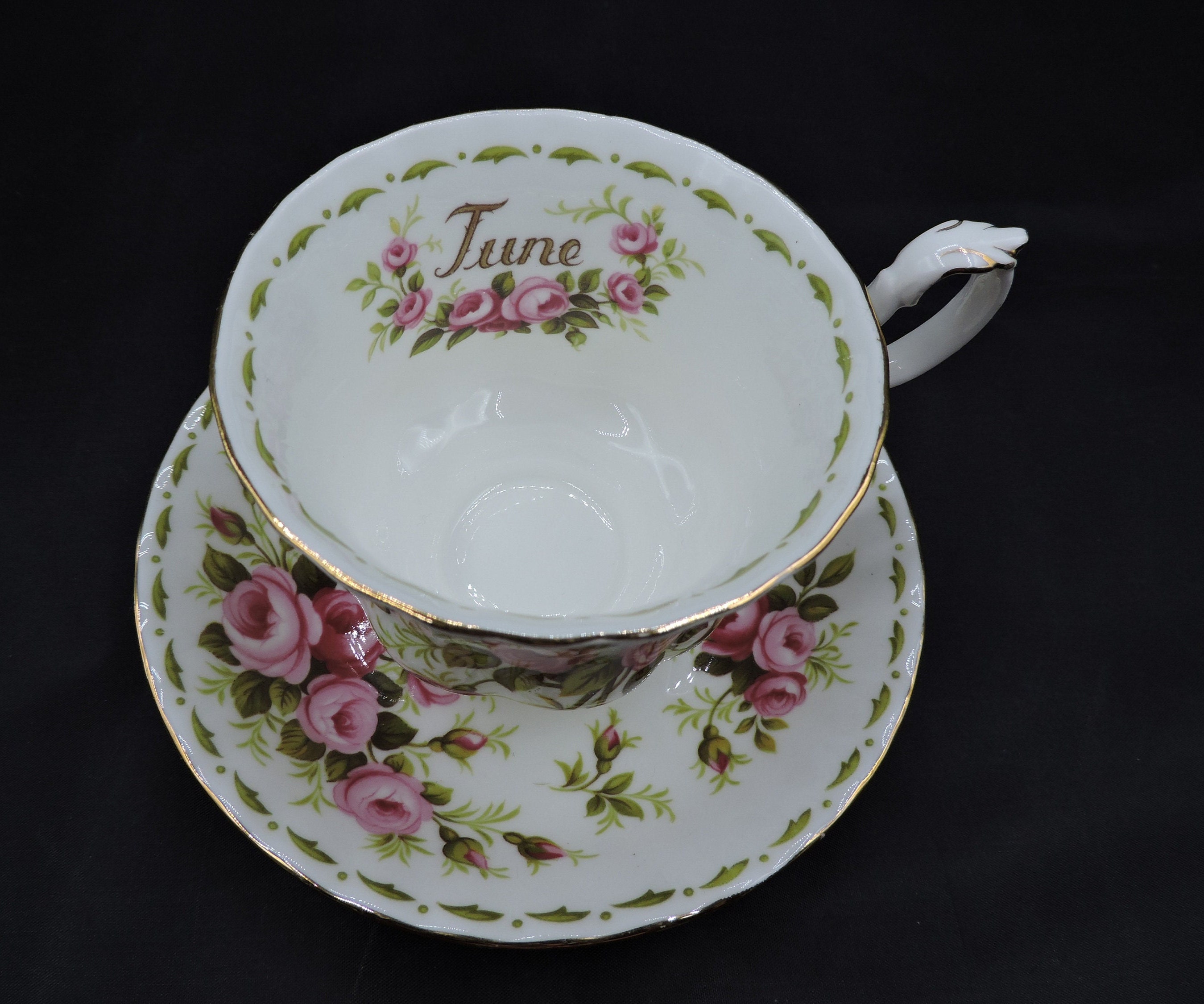 Royal Albert June Cup and Saucer Birthday Month Pink Roses Etsy